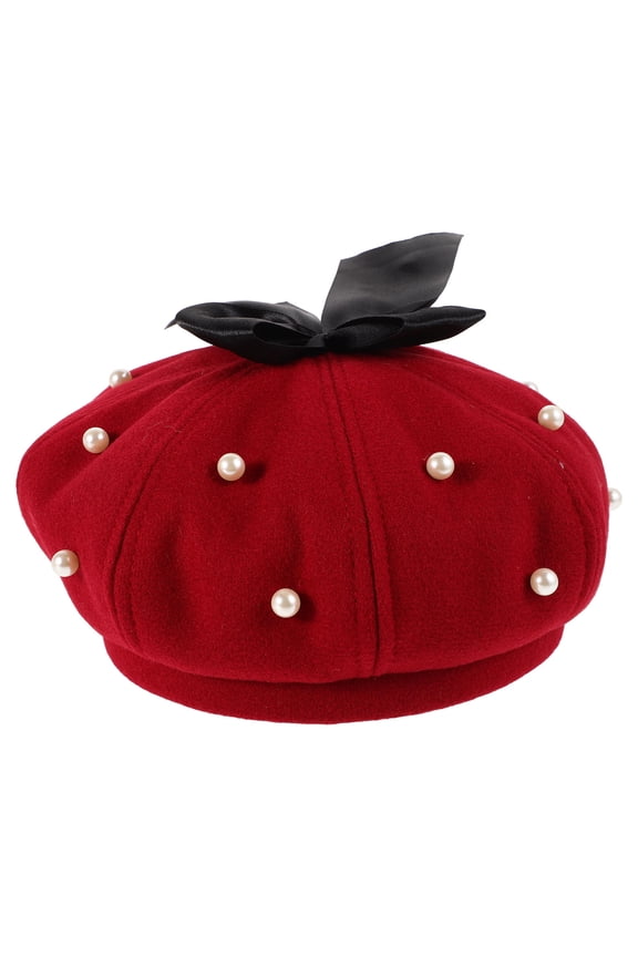 Retro Vintage Street Beret Cap Beret Hat Dark Red 1Pack For Autumn Season