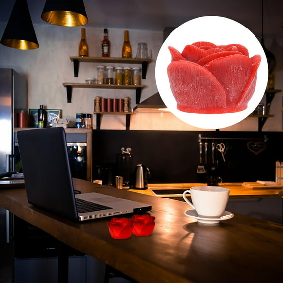 Minkissy LED Rose Candle Light Red Romantic Flameless Decorative Candle Indoor Safe No Fire 1 Piece