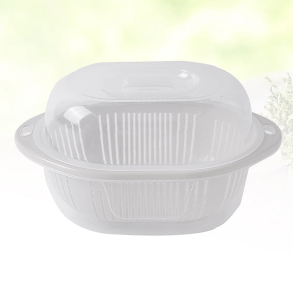Minkissy White Double Layer Washing Basket for Fruits and Vegetables, PP Material, Kitchen Fruit and Veggie Cleaner