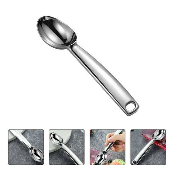 Minkissy Silver Fruit Ice Cream Scoop Lightweight Dessert Spoon for Home Cafe Bar Restaurant Use