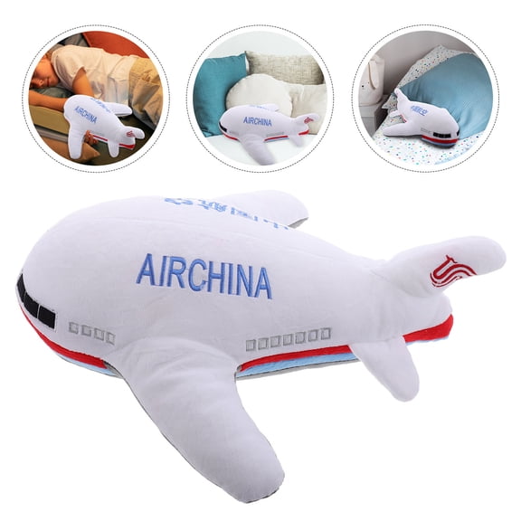 Minkissy Soft Plush White Airplane Pillow for Travel, Party, Kids Room Decor, Comfortable Stuffed Toy
