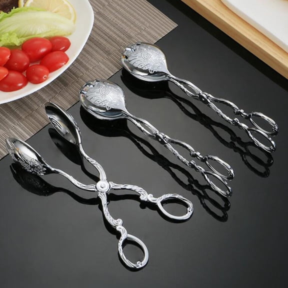 Minkissy Stainless Steel Food Clamp Kitchen Tool with Ergonomic Handle for Cooking and Barbecue Use Silver 1 Pc