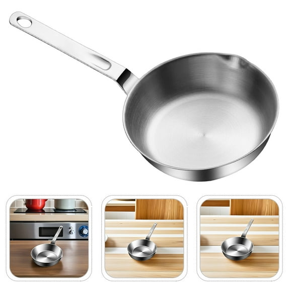 Minkissy Stainless Steel Small Frying Pan with Flat Bottom Nonstick Ideal for Breakfast Cooking and Everyday Use