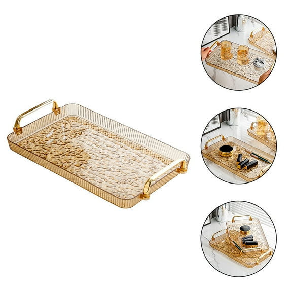 Minkissy Tea Serving Tray Plastic Decorative Easy to Clean Food Shop Use 1Pack Back to School