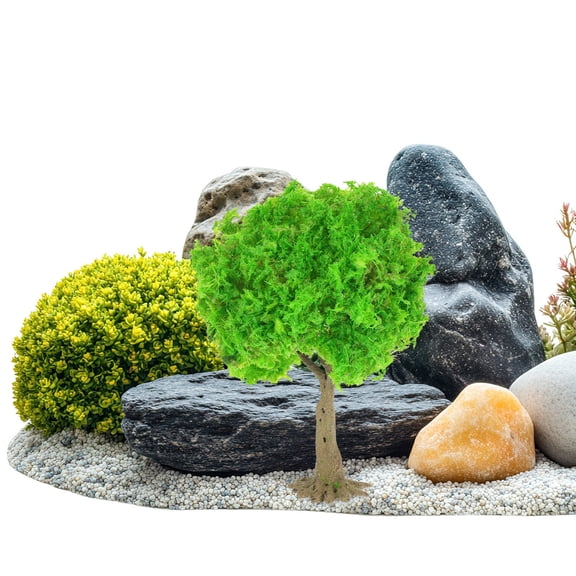 Minkissy Green PVC Miniature Railroad Model Tree for Crafting, Train Layouts, Model Making, and Scenic Miniature Displays - 1 Piece
