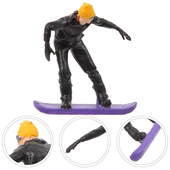 Minkissy Miniature Skiing People Model Set Black 1 Piece for Model Train Layouts and Scene Decorations