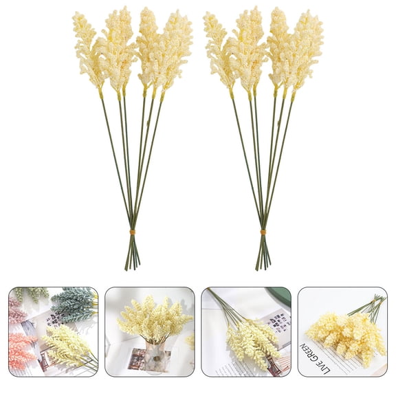 Minkissy Topperfun 12Pcs Realistic Faux Wheat Stalks Decorative Flowers for Indoor and Outdoor Decor