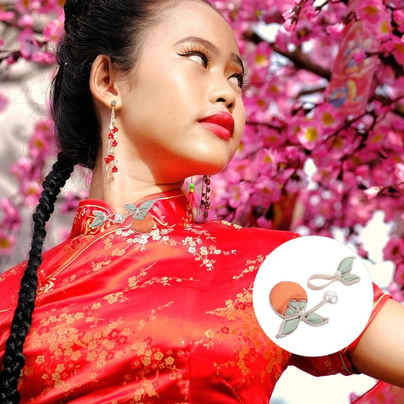 Minkissy Traditional Chinese Cheongsam Style Cape Buckle Closures Green 1Pack for Wedding Party Accessories