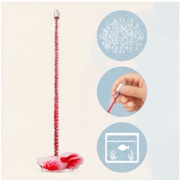 Minkissy User Friendly Red Betta Training Wand for Enhancing Fish Activity