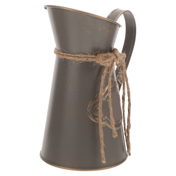 Minkissy Vintage Rustic Metal Flower Bucket Vase Coffee Galvanized Iron Decorative