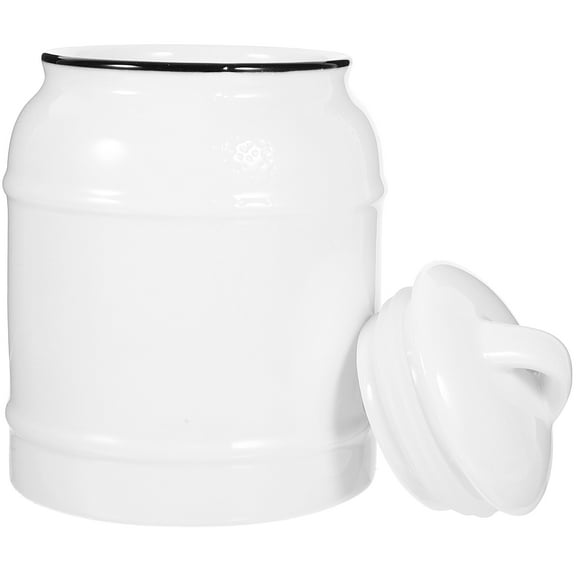 Minkissy White Ceramic Storage Jar with Airtight Lid for Kitchen Counter Storage