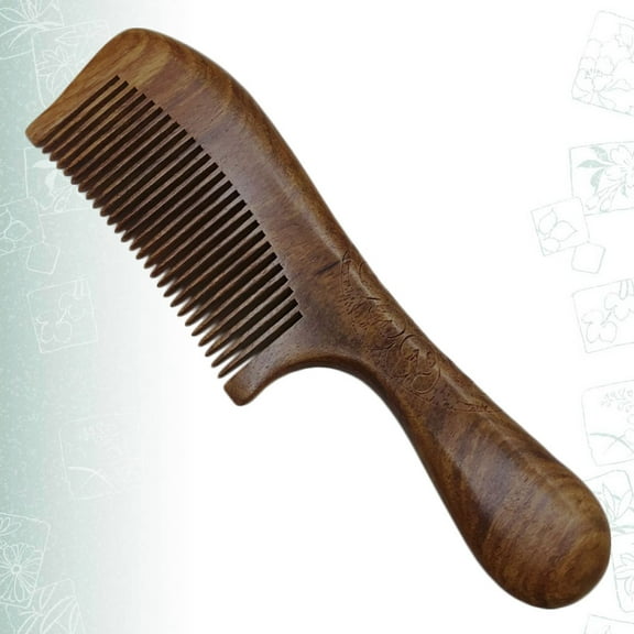 Minkissy Wood Hair Comb Round Handle Hair Grooming Tool for Women Brown 1Pcs