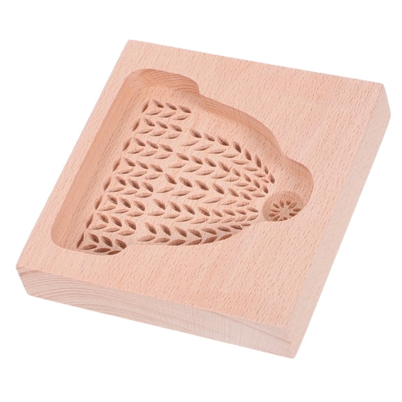Minkissy Wooden Biscuit Cutter Mold Beech Wood Light Yellow Carved Patterns for Christmas DIY Baking