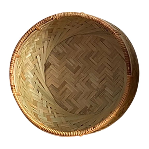 Minkissy Woven Bread Basket with Bamboo Weave Pattern for Kitchen Storage and Table Decor