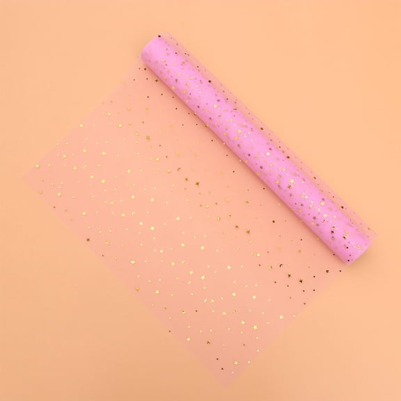 Minkissy Gauze Wrapping Material with Star and Moon Design for Baskets, Bouquets, and Crafts