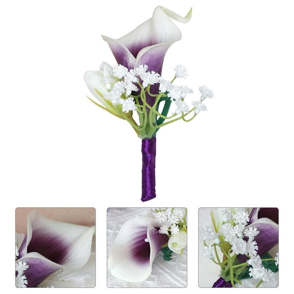 Minkissy boutonniere supplies Artificial Flower Corsage Purple Forest Feel 1Pack