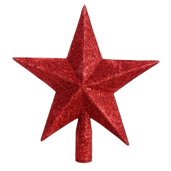 Minkissy Elegant Five-Pointed Star Tree Topper Red Plastic Christmas Ornament Decoration 1 Pack for Holiday Celebration