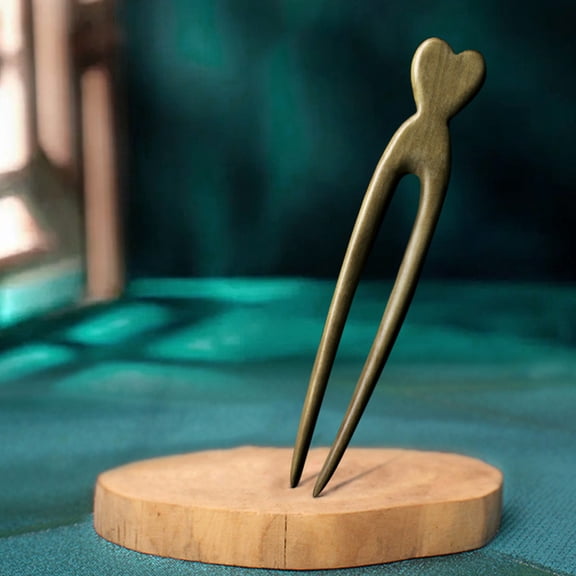 Minkissy Handmade Wooden U-Shaped Hairpin Stick Green for Women, Hair Accessory, 1 Piece