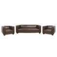 thumbnail image 1 of Minkler Contemporary Faux Leather 3 Piece Living Room Sofa Set, Dark Brown and Dark Walnut, 1 of 13