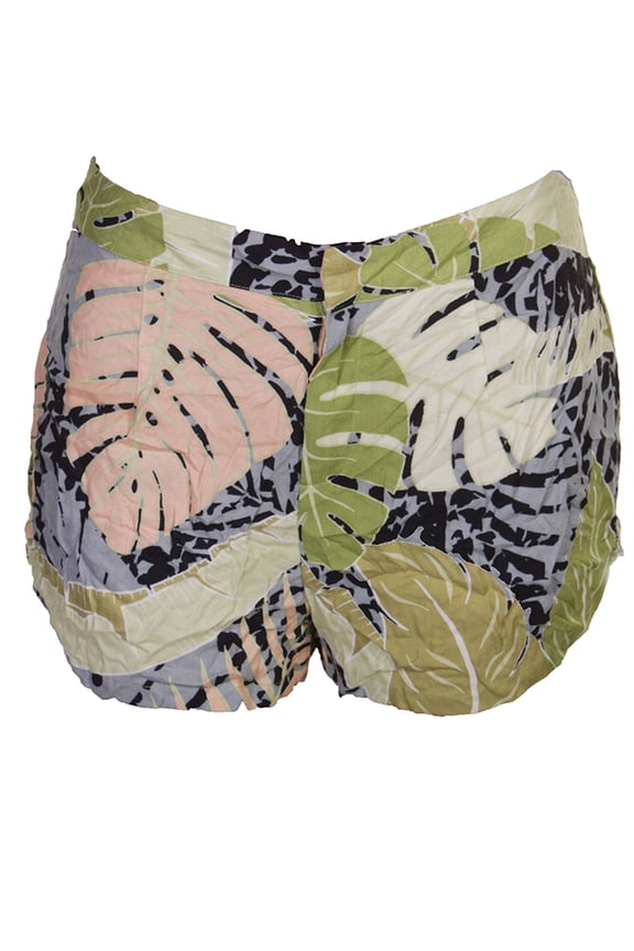 Womens Green Multi Aloha Printed Ring Shorts L