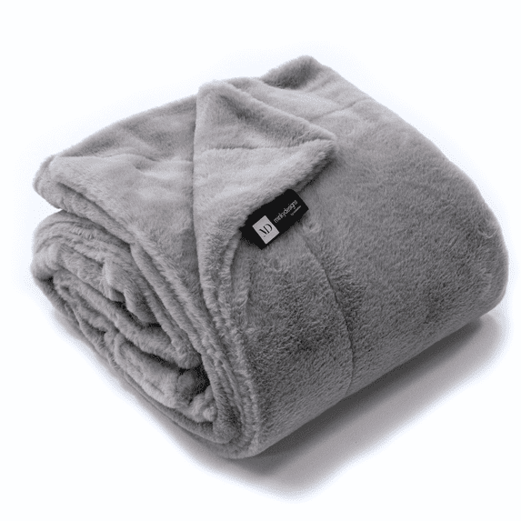 Minky Designs Ash Gray Minky Blanket – Ultra Soft Faux Fur Throw Blanket for Couch, Bed & Home – Fluffy, Warm & Luxurious – Posh Collection (Large, 60x72)