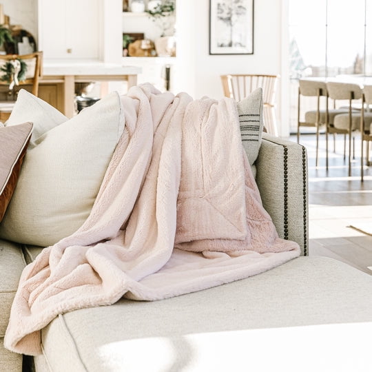 Blossom Pink Extra Large Faux Fur Throw Blanket