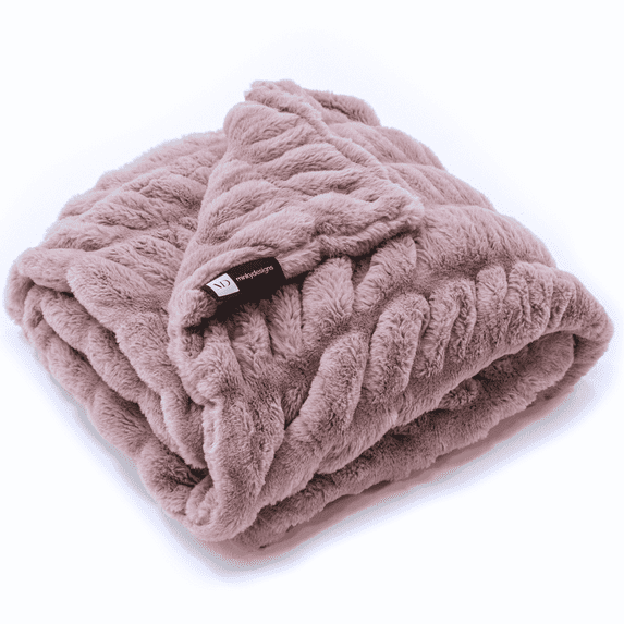 Minky Designs Violet Dream Minky Blanket – Ultra Soft Faux Fur Throw Blanket for Couch, Bed & Home – Fluffy, Warm & Luxurious – Chic Collection (Small, 30x36)
