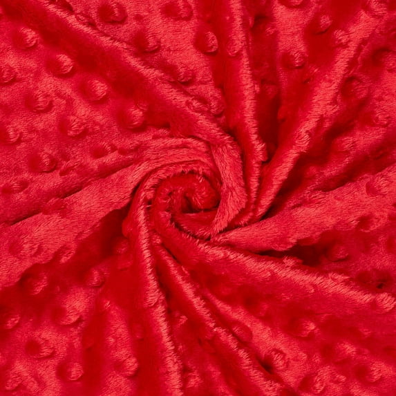 Minky Dimple Dot 60 Inch Soft Plush Polyester Microfiber Cuddle Fabric By The Yard - For Sewing Apparel, Accessories, Decor, And More (Red, 5 Yards)