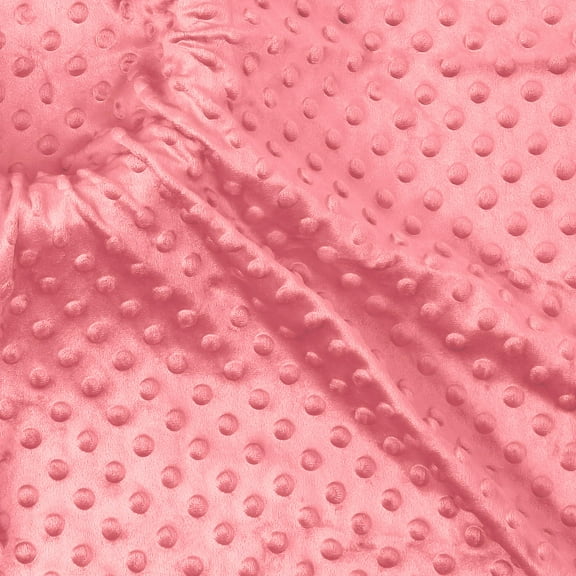 Minky Dot Fleece Material by Yard, 60 Inch Wide Plush Fabric for DIY Blanket Making, Clothing, Pillow Covers, Crafting Supplies, Pink