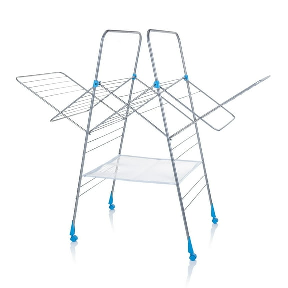 Minky Homecare Multi Metal Clothes Drying Rack, Silver and Blue