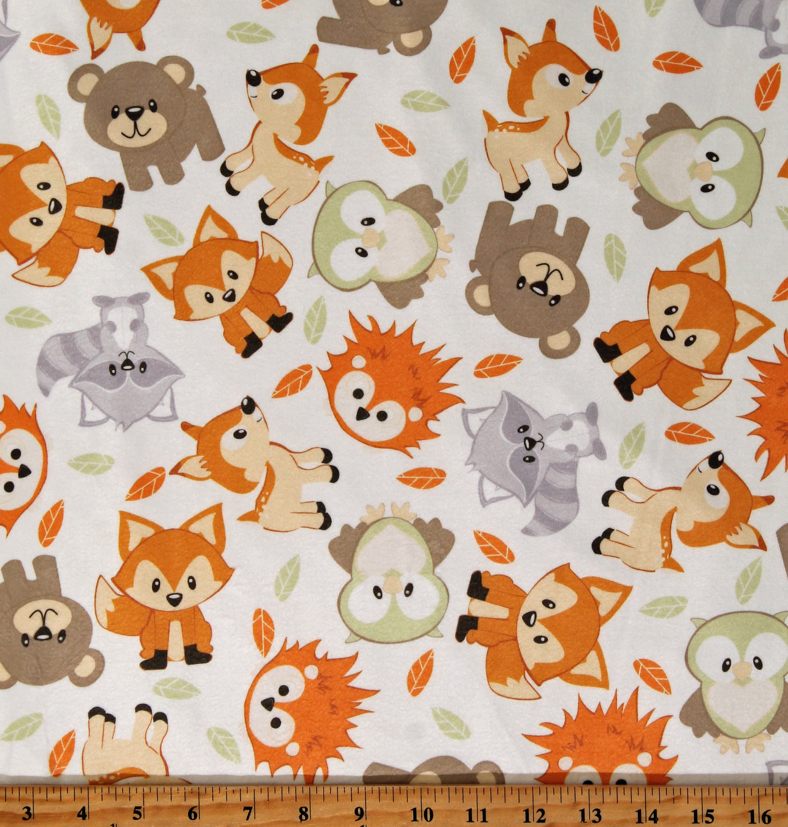 Minky Woodland Buddies Cute Baby Animals Kids Children's Minky Plush Fabric Print by the yard (DT-5366-MF)