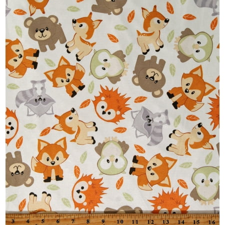 Minky Woodland Buddies Cute Baby Animals Kids Children's Minky Plush Fabric Print by the yard (DT-5366-MF)