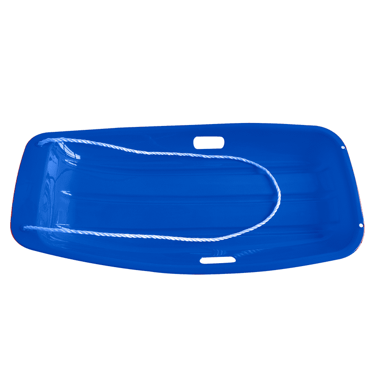 MinnARK Plastic Snow Sled with Handles and Tow Rope - Blue