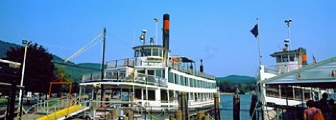 Minne Ha Ha Steamboat at dock Lake George New York State USA Canvas Art - Panoramic Images (18 x 7)