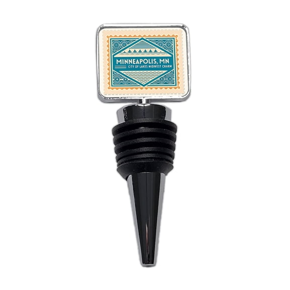 Minneapolis MN Minnesota Travel Vacation Stamp Wine Bottle Stopper Cap Plug