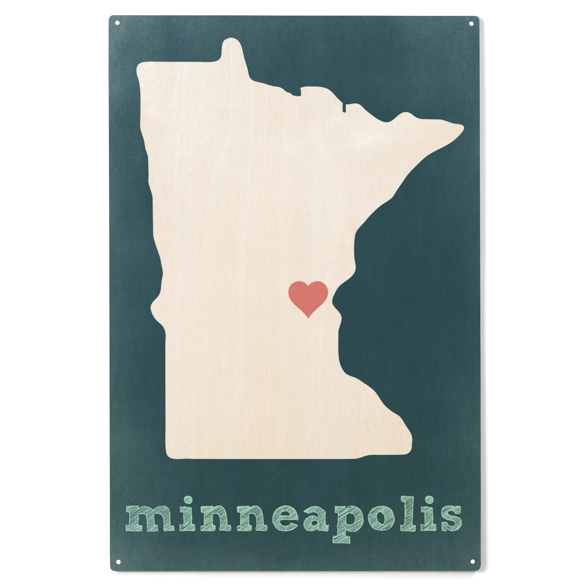 Minneapolis, Minnesota, Chalkboard Birch Wood Wall Sign (10x15 Rustic ...