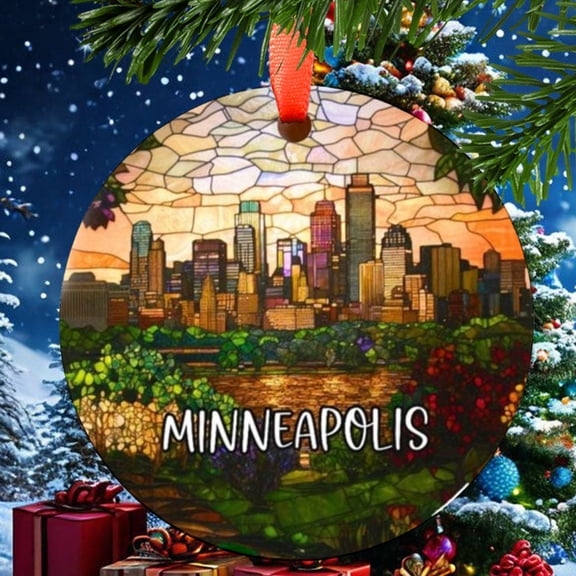 Minneapolis Minnesota Christmas Ornament, Ceramic, Acrylic - Travel Souvenir, Festive Tree, Trip Keepsake 2025, Gift for Adventurers, Collectible, Holiday Tree Decoration