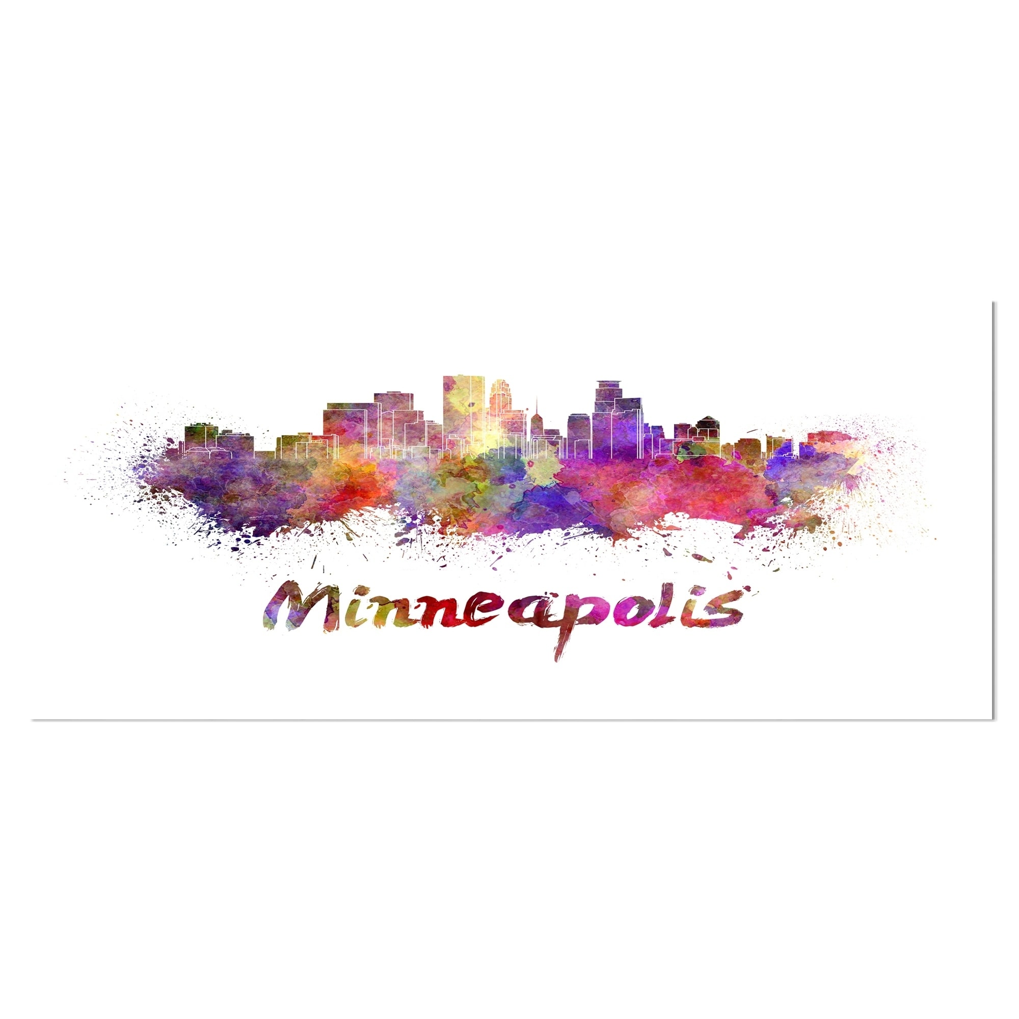 Minneapolis Skyline 40.00" x 30.00" Painting Art Prints, by Designart