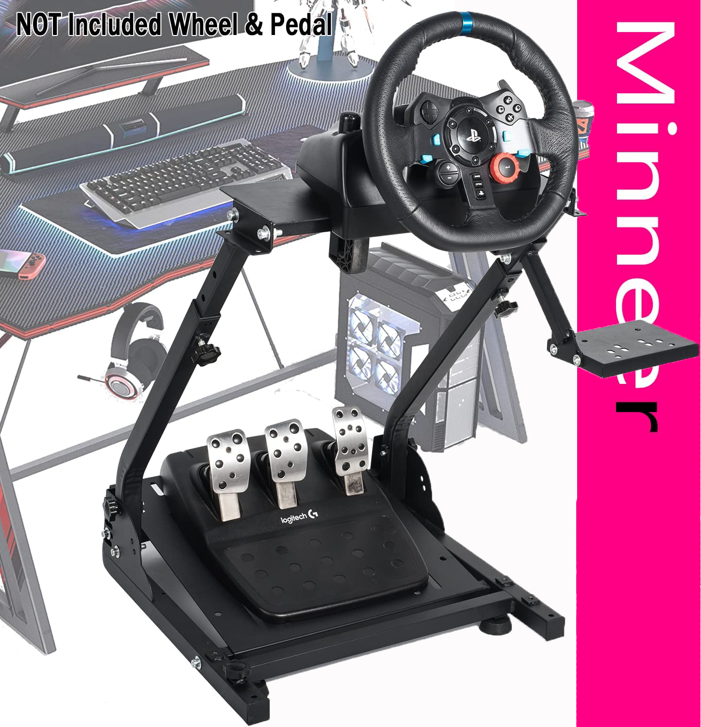 Minneer G923 Racing Wheel Stand Height Adjustable for Logitech G25 G27 G29  G920 Thrustmaster 