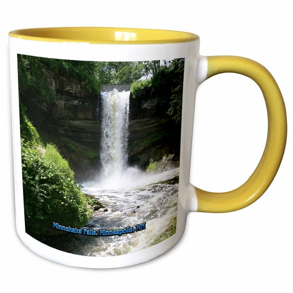 3drose, Minnehaha Falls, Minneapolis, Mn, 11oz Two-tone Yellow Mug