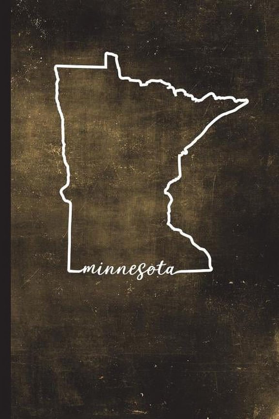 Minnesota: 6" x 9" - 128 Pages: Minnesota State Silhouette Hand Lettering Cursive Script Design on Soft Matte Cover - Notebook, Diary, Composition Book for fans of the North Star State in St. Paul and