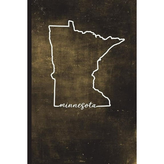 Minnesota: 6" x 9" - 128 Pages: Minnesota State Silhouette Hand Lettering Cursive Script Design on Soft Matte Cover - Notebook, Diary, Composition Book for fans of the North Star State in St. Paul and