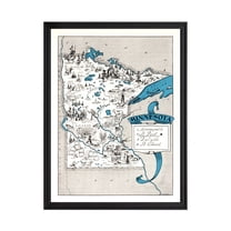 Minnesota Art, 1931 Vintage Map of Minnesota History Wall Decor Gift, Old Minnesota Map - 18" x 24" Black Framed Print