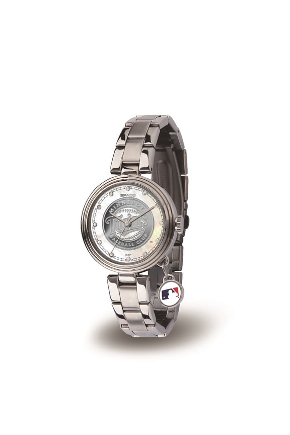 Minnesota Baseball Twins Charm Watch with Mother of Pearl Dial & Stainless Steel Band