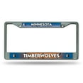 thumbnail image 1 of Minnesota Basketball Timberwolves - 12" x 6" Standard Size - Chrome Metal License Plate Frame, 1 of 6