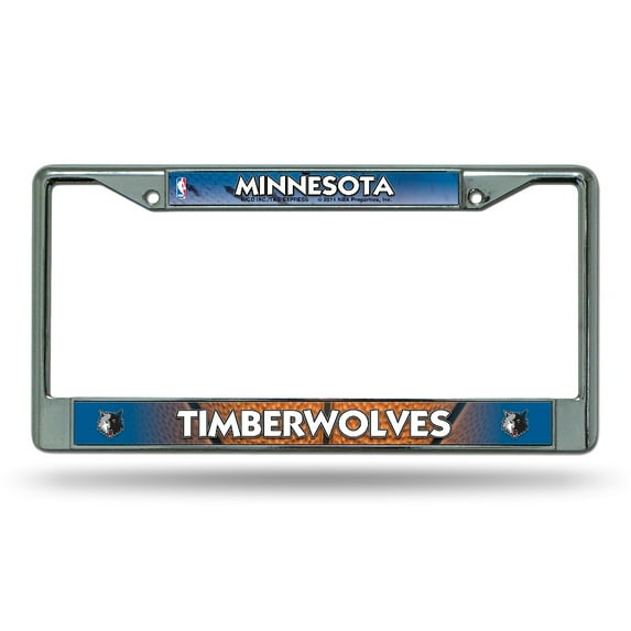 Minnesota Basketball Timberwolves - 12" x 6" Standard Size - Chrome Metal License Plate Frame