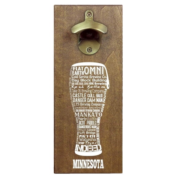 Torched Minnesota Beer Bottle Opener Magnetic Cap Catcher 12"x5"x2.5"