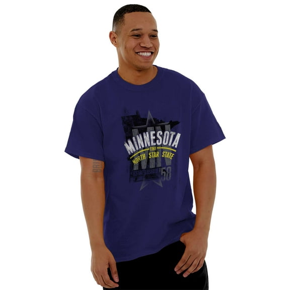Minnesota Distressed State Shape MN Plus Size Crewneck Graphic Tee Shirt Brisco Brands 2X