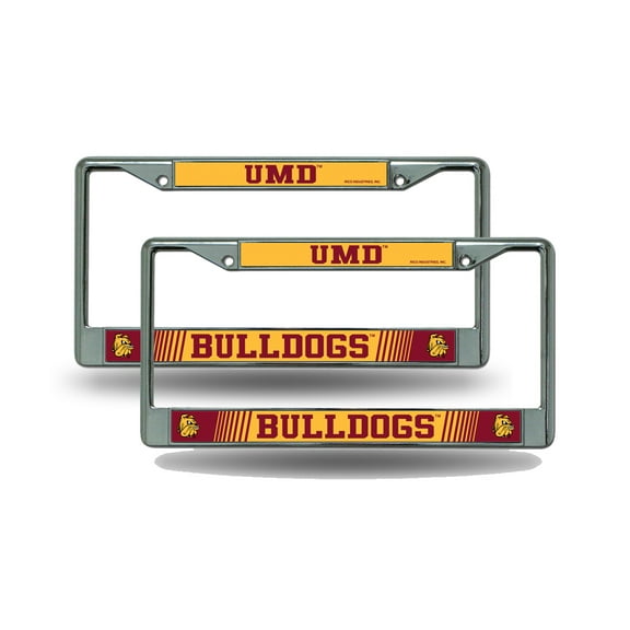 Minnesota Duluth UMD Bulldogs Chrome Metal (2) License Plate Frame Set