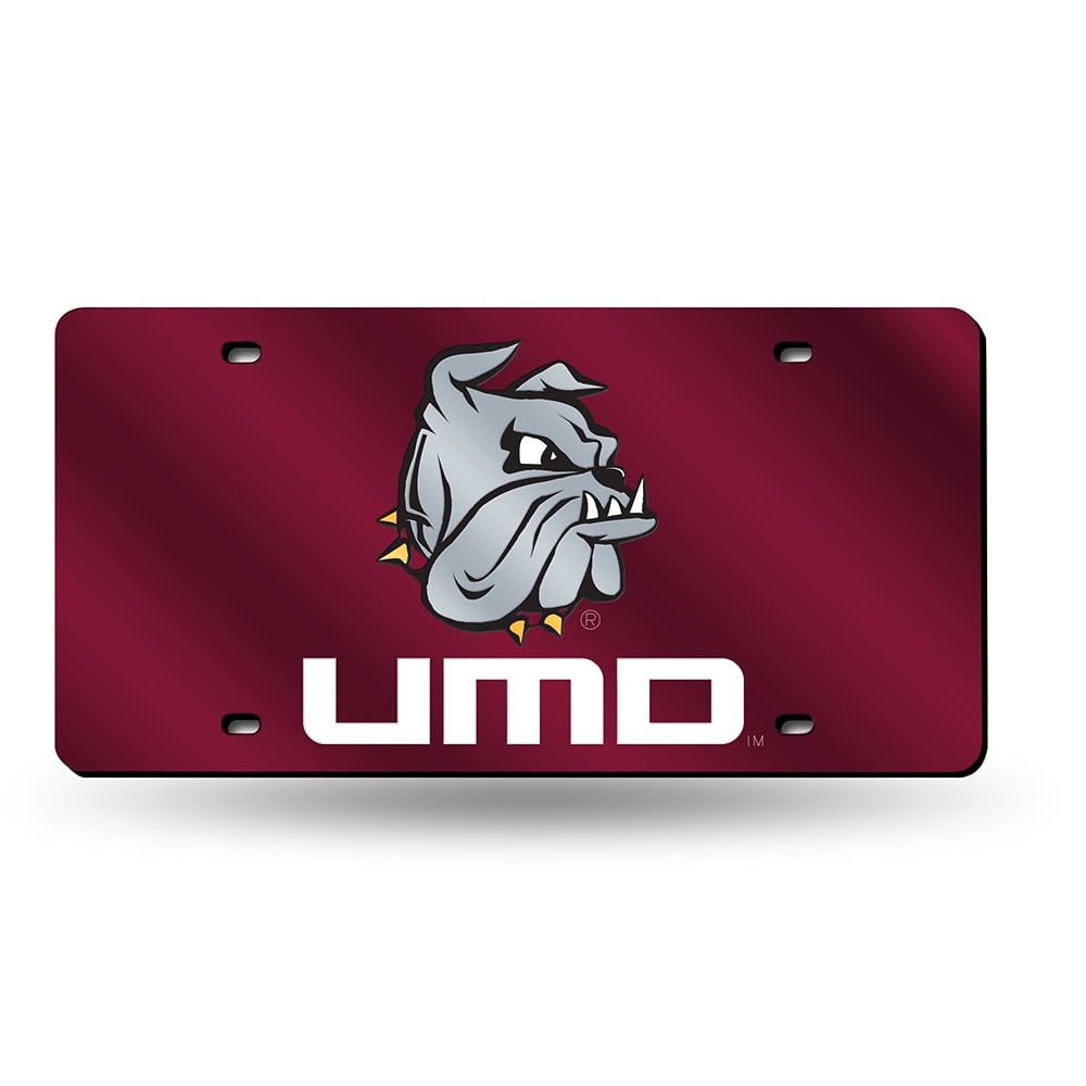 Minnesota Duluth UMD Bulldogs Dark Red Mirrored Laser Cut License Plate